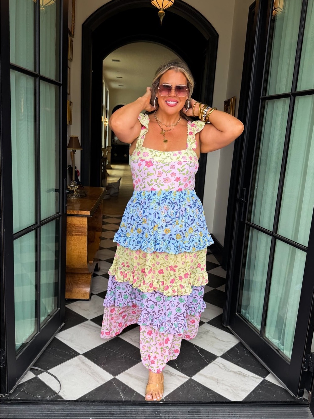 Blakeley Floral Rainbow Swim Set One -piece and skirt 2X